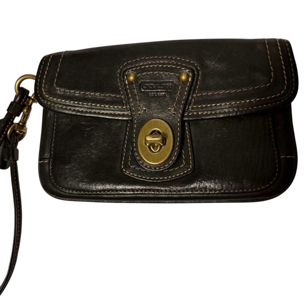 Coach Legacy Black Leather Wristlet